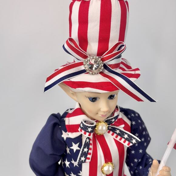 Cynthia Rowley 28" Flag Patriotic Elf Doll Americana July 4th Figure Set Of 2 - Picture 10 of 16